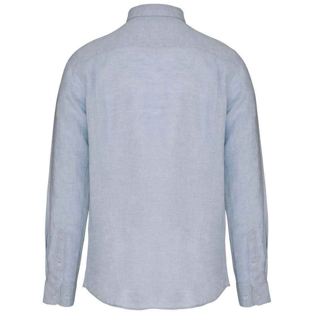 Linen Blue - Back - Native Spirit Mens Linen Long-Sleeved Shirt