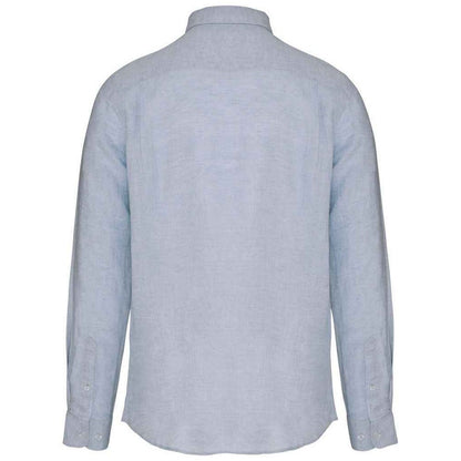Linen Blue - Back - Native Spirit Mens Linen Long-Sleeved Shirt