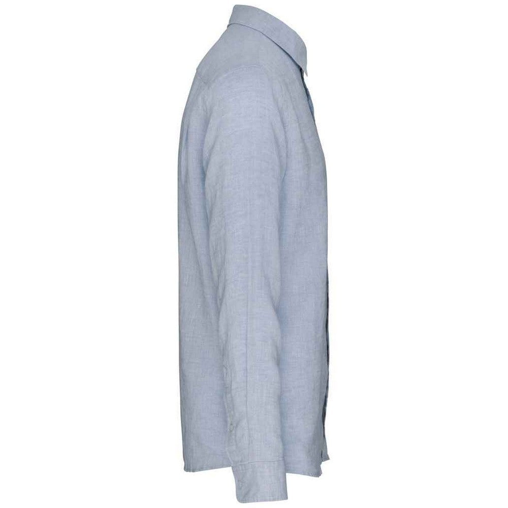Linen Blue - Side - Native Spirit Mens Linen Long-Sleeved Shirt