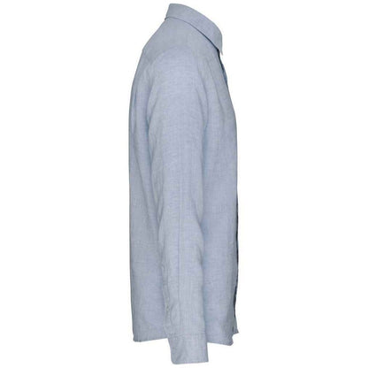 Linen Blue - Side - Native Spirit Mens Linen Long-Sleeved Shirt