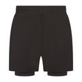 Black-Black - Back - Tombo Mens Double Layered Sports Shorts