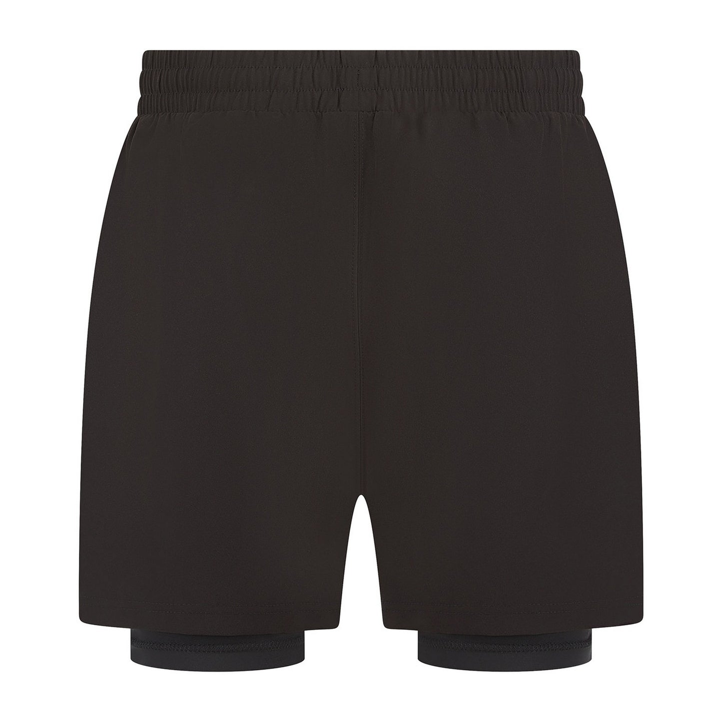 Black-Black - Back - Tombo Mens Double Layered Sports Shorts