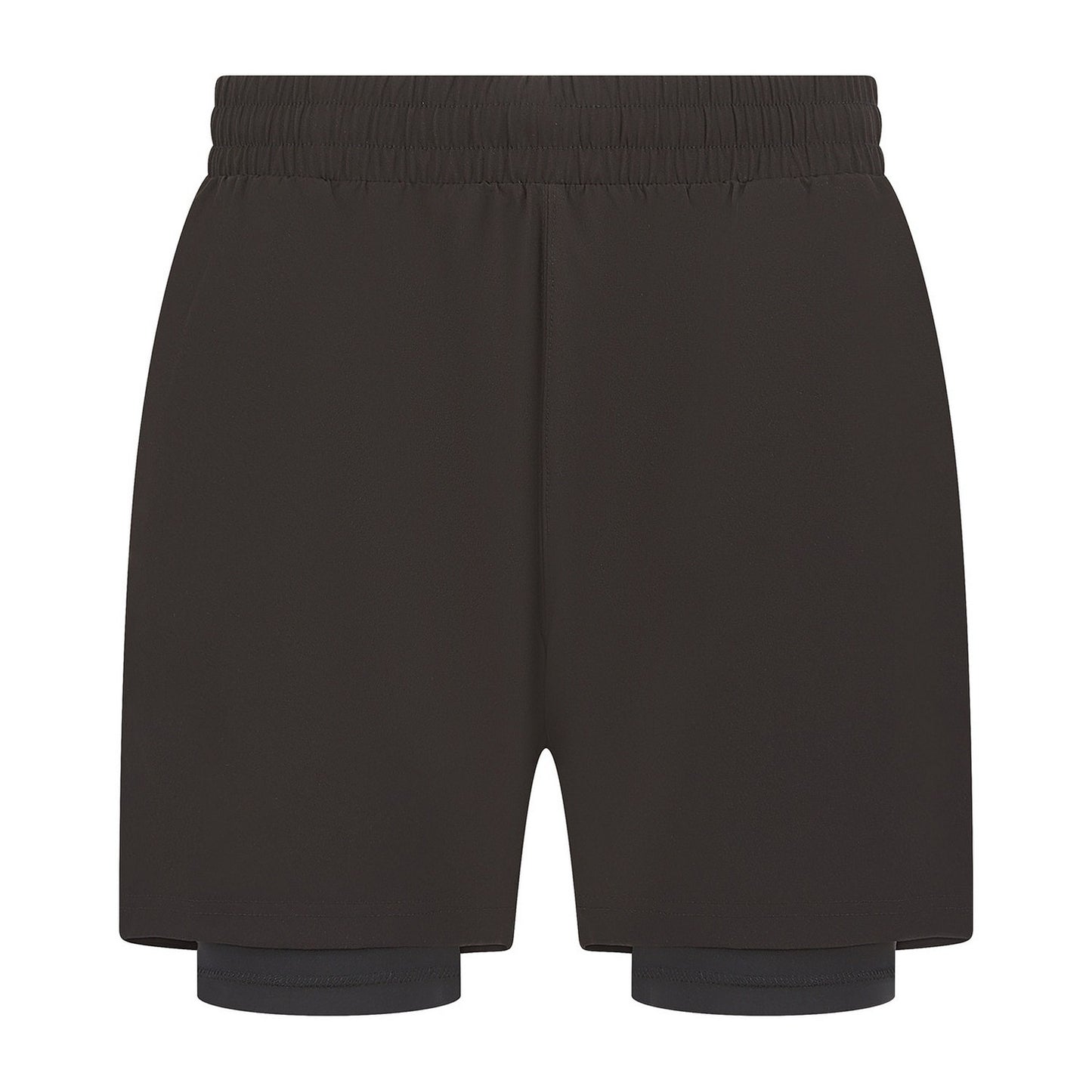 Black-Black - Front - Tombo Mens Double Layered Sports Shorts