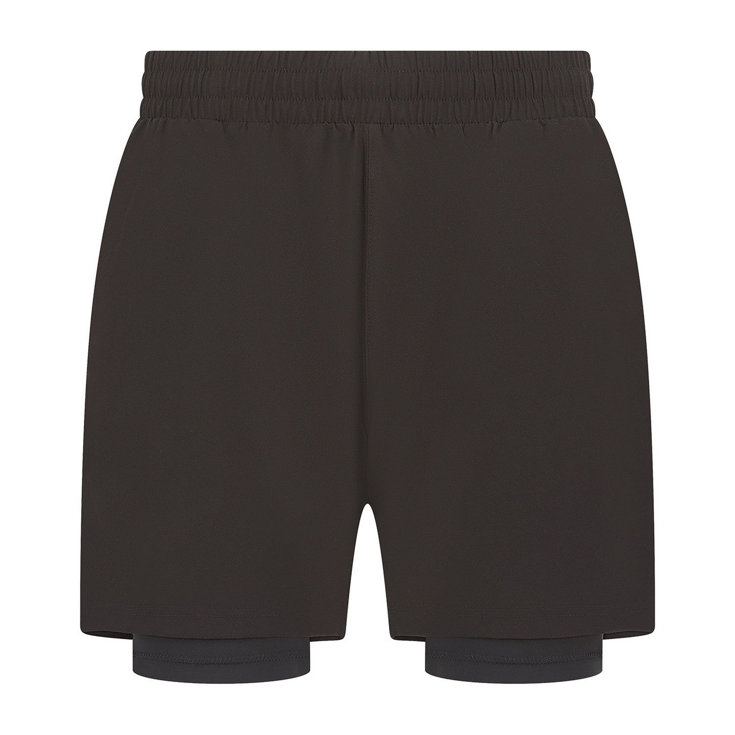 Black-Black - Front - Tombo Mens Double Layered Sports Shorts