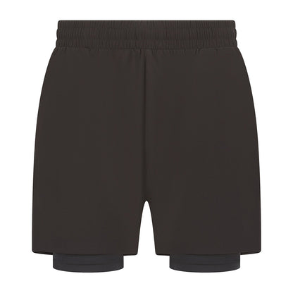 Black-Black - Front - Tombo Mens Double Layered Sports Shorts