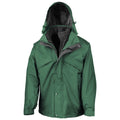 Bottle Green-Black - Front - Result Mens Fleece Lined 3 in 1 Waterproof Jacket