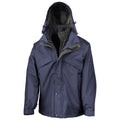 Navy-Black - Front - Result Mens Fleece Lined 3 in 1 Waterproof Jacket