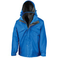 Royal Blue-Black - Front - Result Mens Fleece Lined 3 in 1 Waterproof Jacket