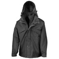 Black-Black - Front - Result Mens Fleece Lined 3 in 1 Waterproof Jacket