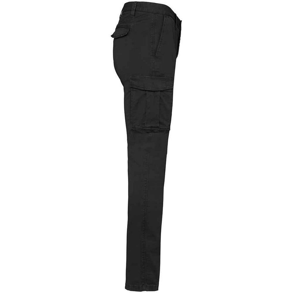 Washed Black - Side - Native Spirit Mens Washed Cargo Trousers