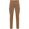 Washed Dark Camel - Front - Native Spirit Mens Washed Cargo Trousers