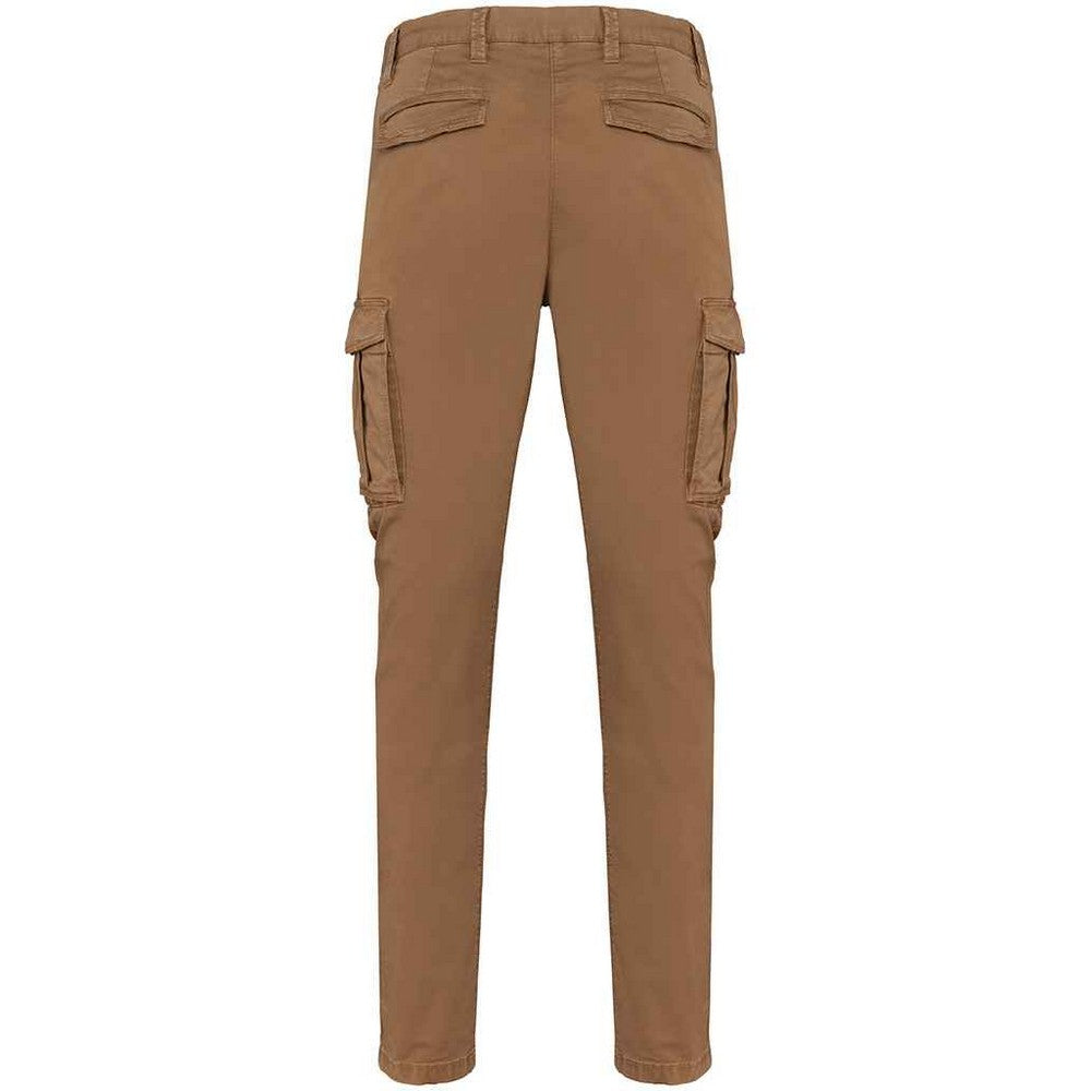 Washed Dark Camel - Back - Native Spirit Mens Washed Cargo Trousers