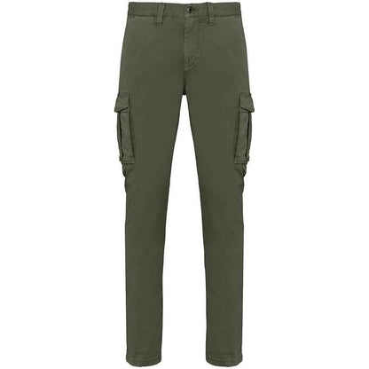 Washed Organic Khaki - Front - Native Spirit Mens Washed Cargo Trousers