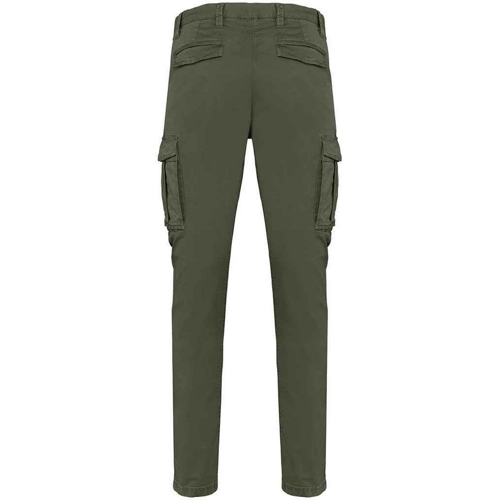 Washed Organic Khaki - Back - Native Spirit Mens Washed Cargo Trousers