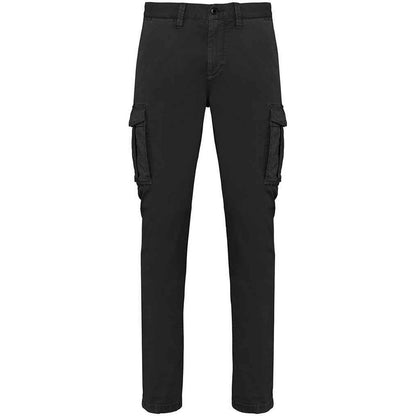 Washed Black - Front - Native Spirit Mens Washed Cargo Trousers