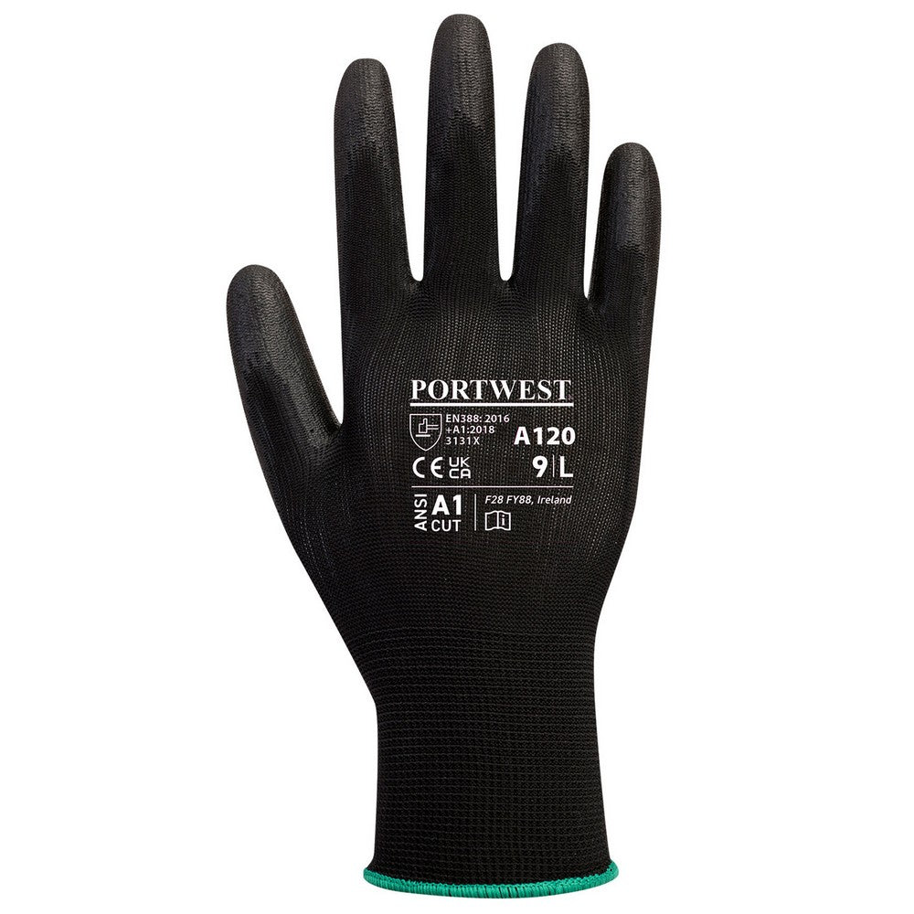 Black - Front - Portwest Unisex Adult PU Palm Gloves
