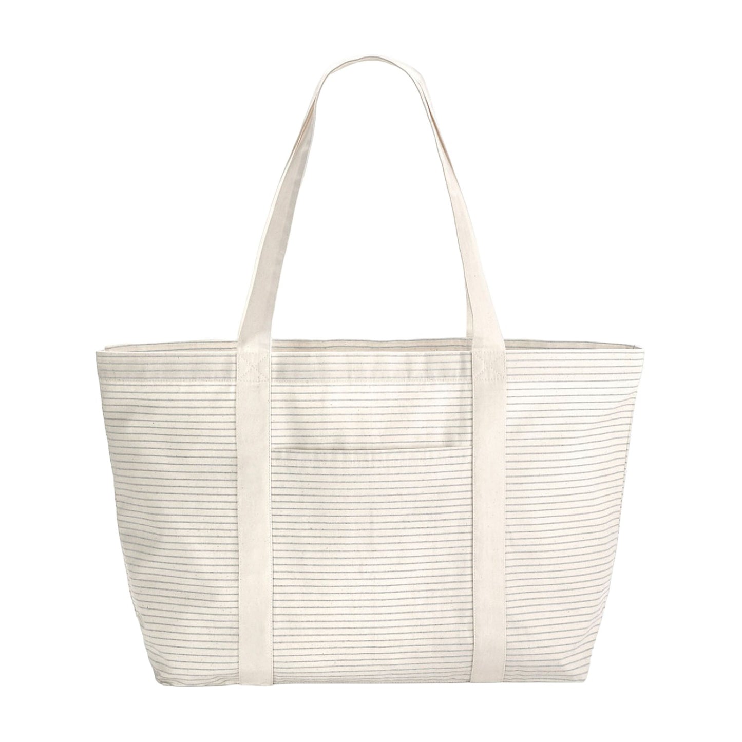 Grey - Front - Westford Mill Striped Organic Cotton Shopper