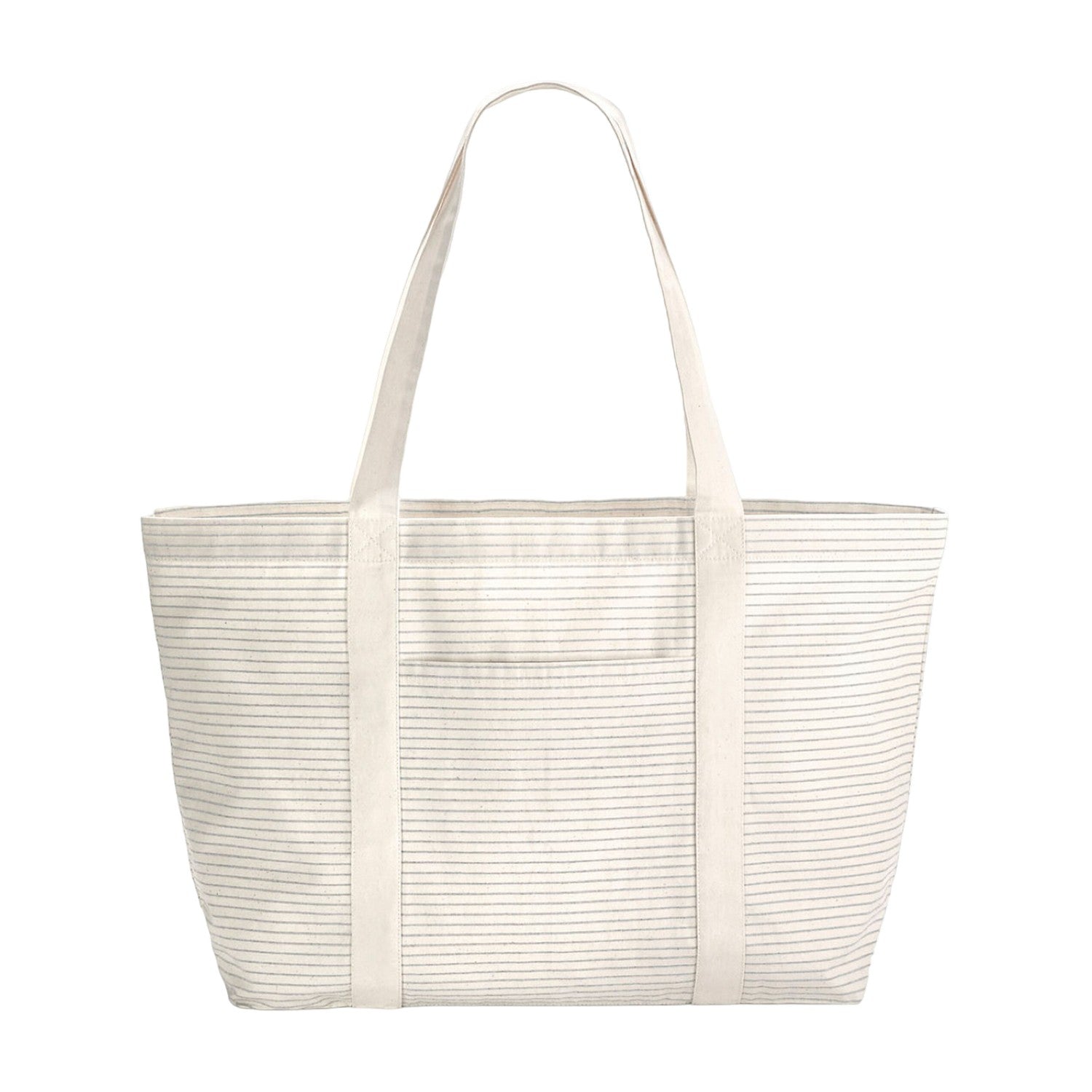 Grey - Front - Westford Mill Striped Organic Cotton Shopper