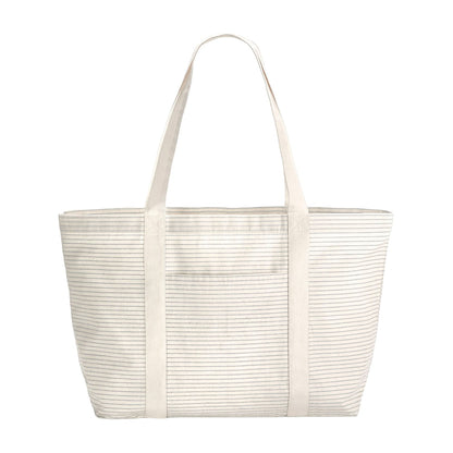 Grey - Front - Westford Mill Striped Organic Cotton Shopper