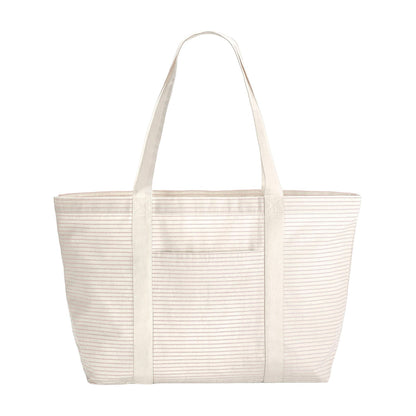 Red - Front - Westford Mill Striped Organic Cotton Shopper