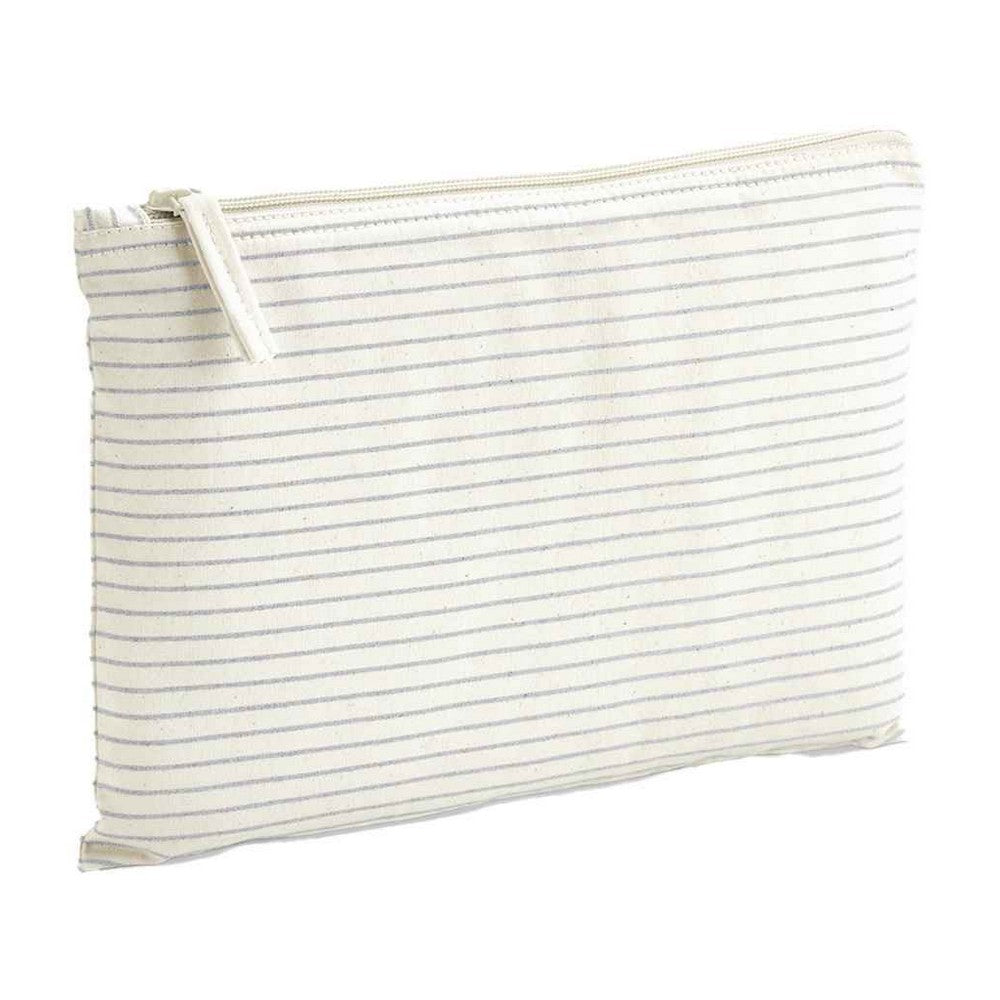 Grey - Back - Westford Mill Striped Organic Cotton Pouch
