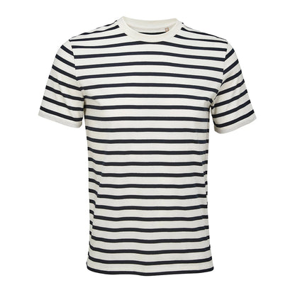 Off White-Navy - Front - Russell Mens Authentic Pique Polo Shirt