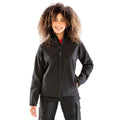 Black - Side - Result Genuine Recycled Womens-Ladies Hooded 3 Layer Printable Soft Shell Jacket