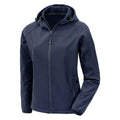 Navy - Front - Result Genuine Recycled Womens-Ladies Hooded 3 Layer Printable Soft Shell Jacket