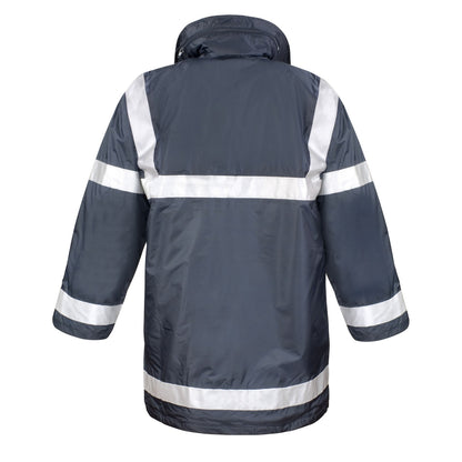 Navy - Back - WORK-GUARD by Result Unisex Adult Management Reflective Coat