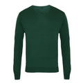 Bottle Green - Front - Premier Mens Knitted Cotton Acrylic V Neck Sweatshirt