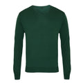Bottle Green - Front - Premier Mens Knitted Cotton Acrylic V Neck Sweatshirt