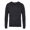 Charcoal - Front - Premier Mens Knitted Cotton Acrylic V Neck Sweatshirt