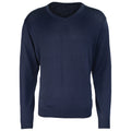 Navy - Front - Premier Mens Knitted Cotton Acrylic V Neck Sweatshirt