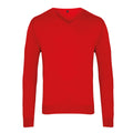 Red - Front - Premier Mens Knitted Cotton Acrylic V Neck Sweatshirt