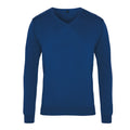 Royal Blue - Front - Premier Mens Knitted Cotton Acrylic V Neck Sweatshirt