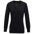 Charcoal - Front - Premier Womens-Ladies Knitted Cotton Acrylic V Neck Sweatshirt