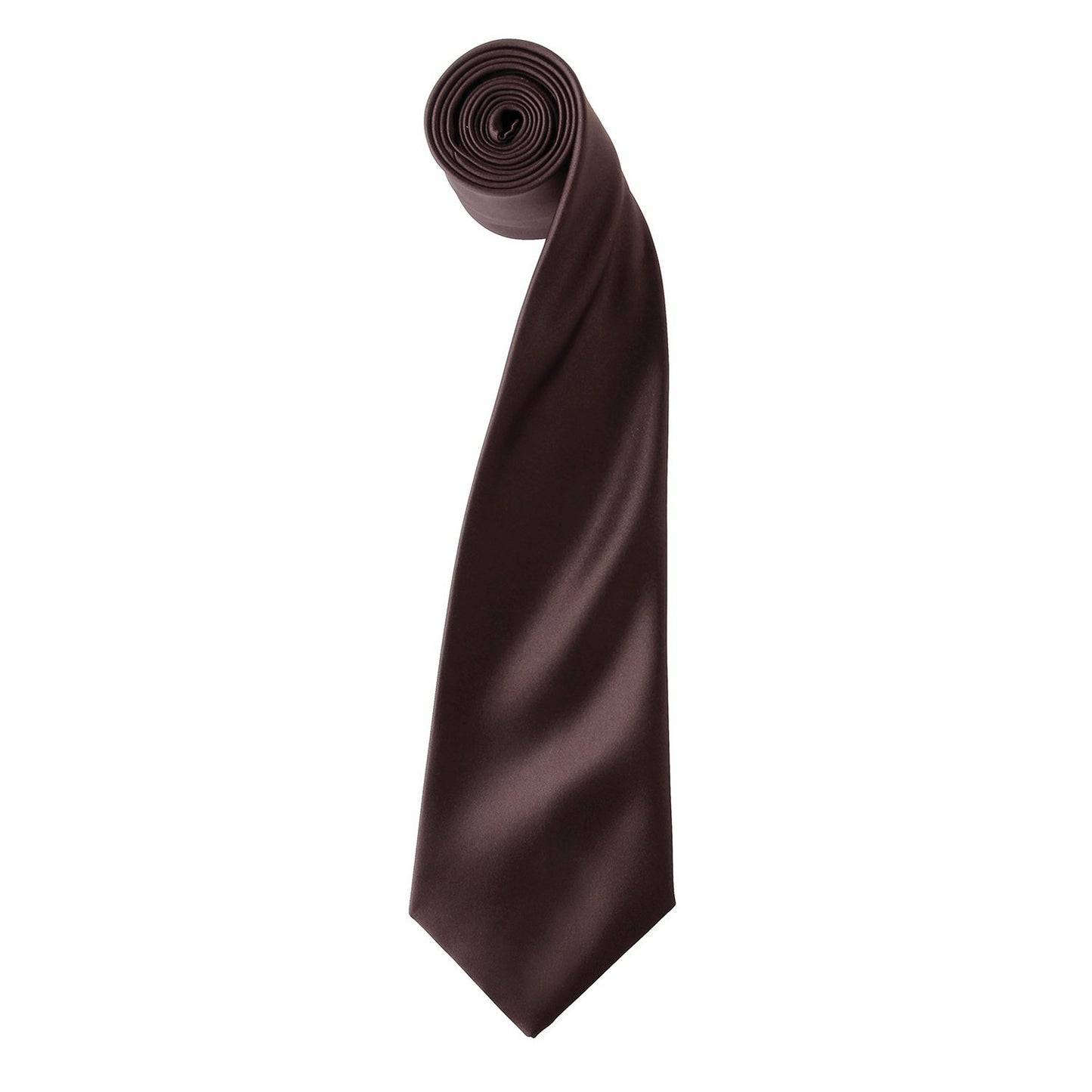 Brown - Front - Premier Unisex Adult Colours Satin Tie