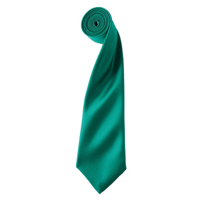 Emerald - Front - Premier Unisex Adult Colours Satin Tie