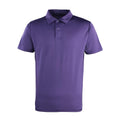 Purple - Front - Premier Unisex Adult Coolchecker Pique Polo Shirt