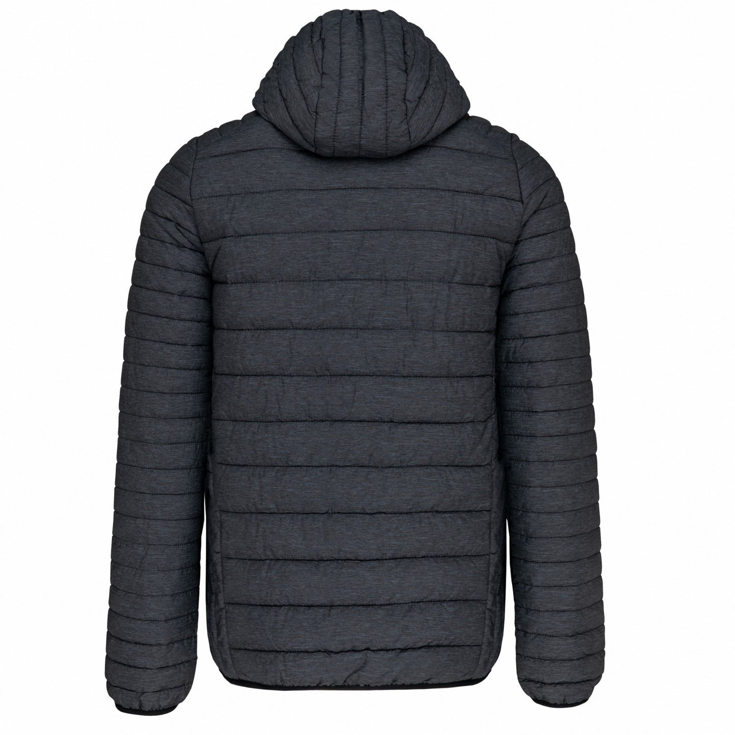 Dark Grey - Back - Kariban Mens Hooded Marl Lightweight Padded Jacket