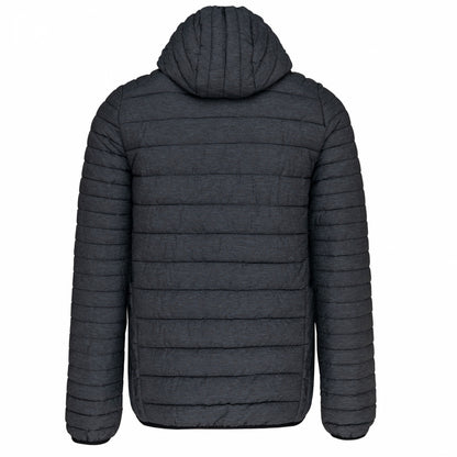 Dark Grey - Back - Kariban Mens Hooded Marl Lightweight Padded Jacket