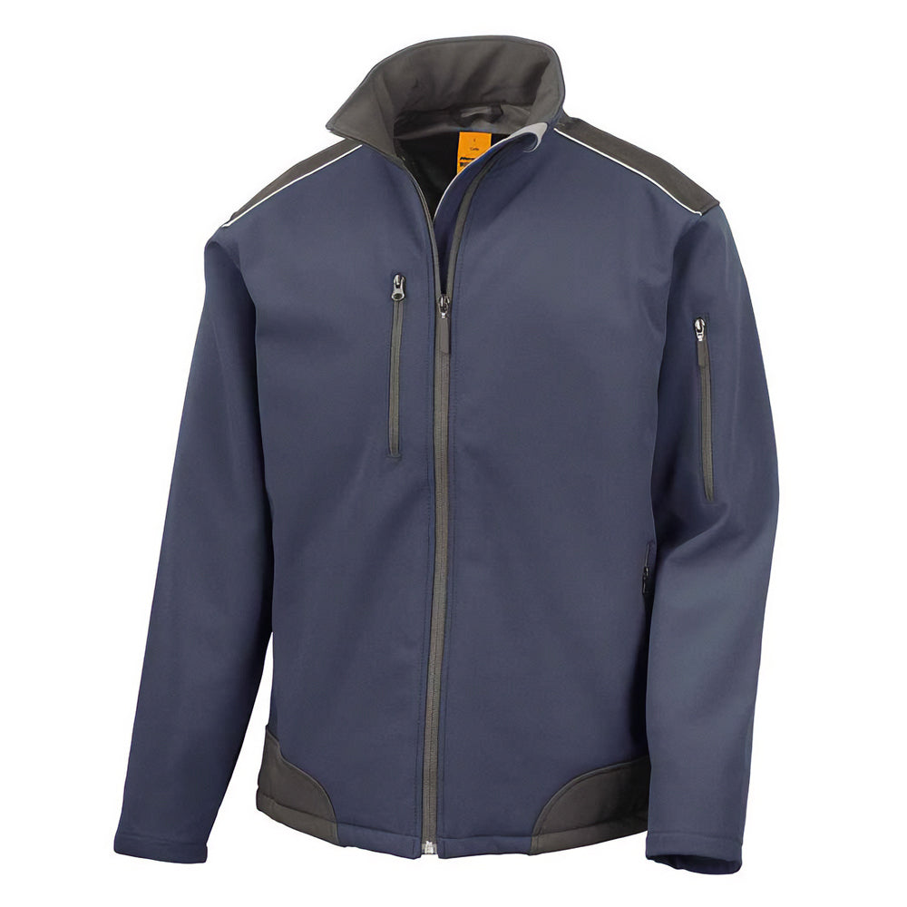 Navy-Black - Front - Result Mens Work Guard Ripstop Soft Shell Jacket