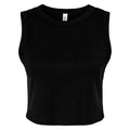 Solid Black - Front - Bella + Canvas Womens-Ladies Muscle Micro-Rib Cropped Vest Top