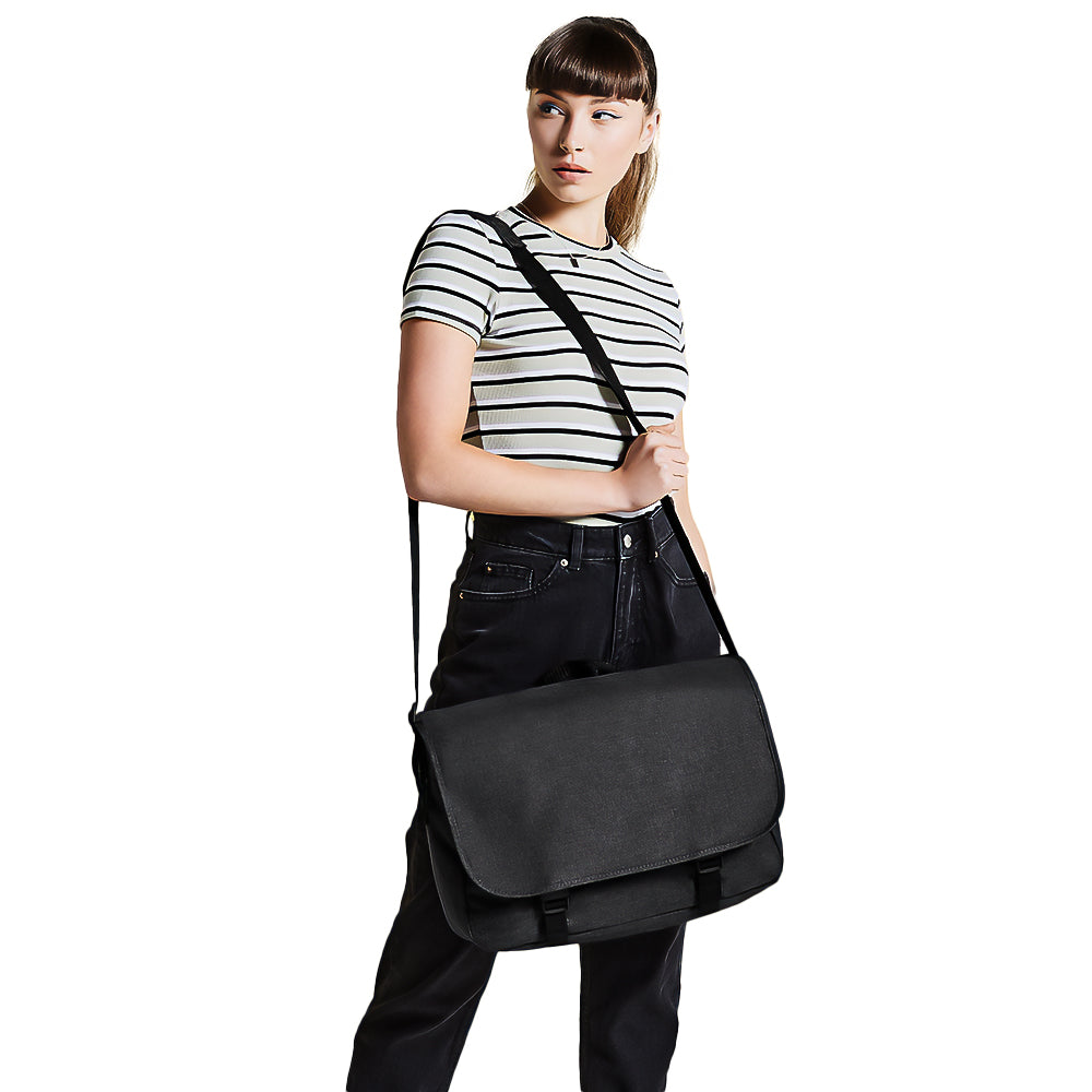 Black - Side - Bagbase Two Tone Laptop Bag