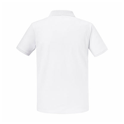 White - Back - Russell Mens Authentic Eco Piqué Polo Shirt