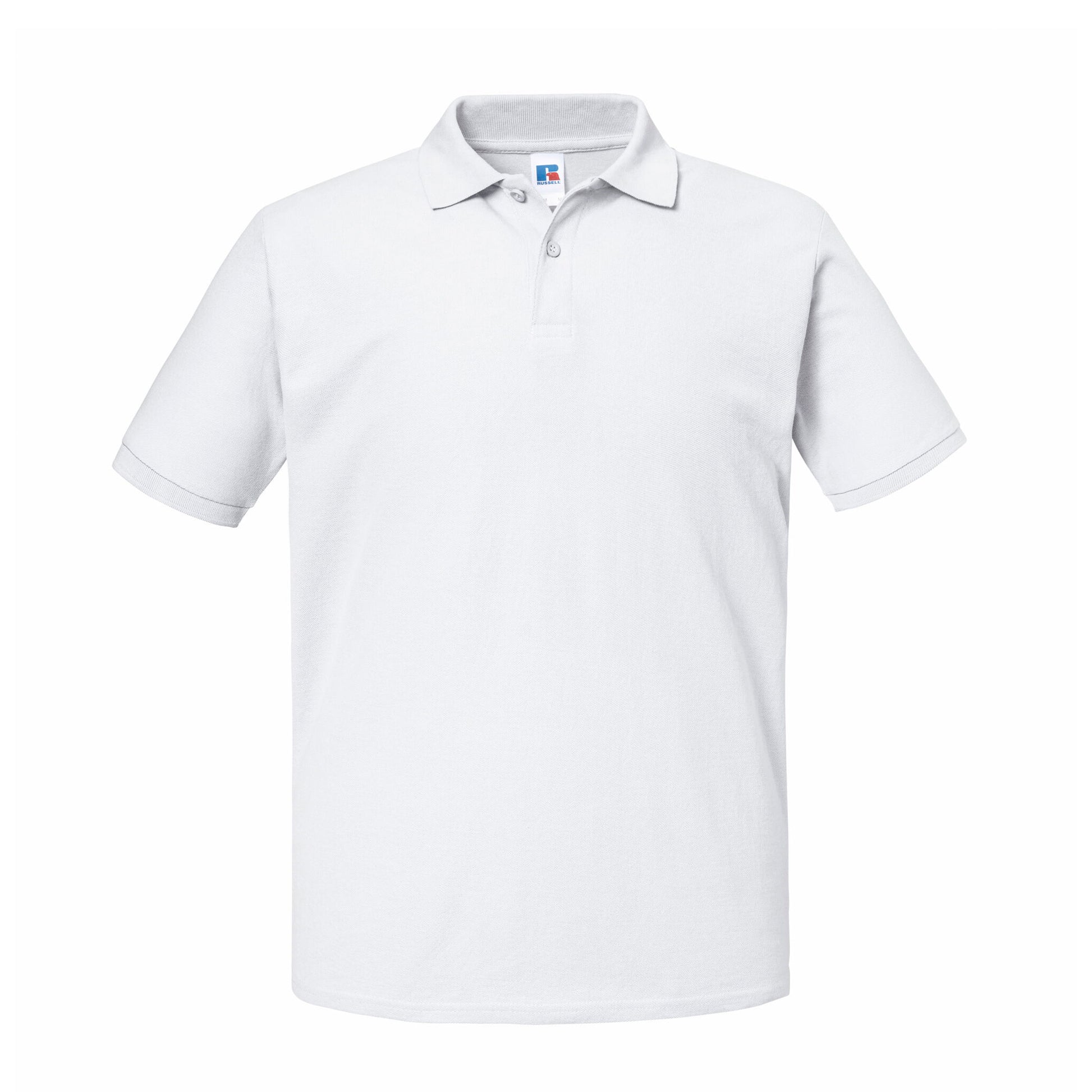 White - Front - Russell Mens Authentic Eco Piqué Polo Shirt