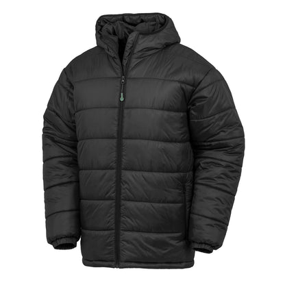 Black - Front - Result Genuine Recycled Unisex Adult Hooded Padded Parka
