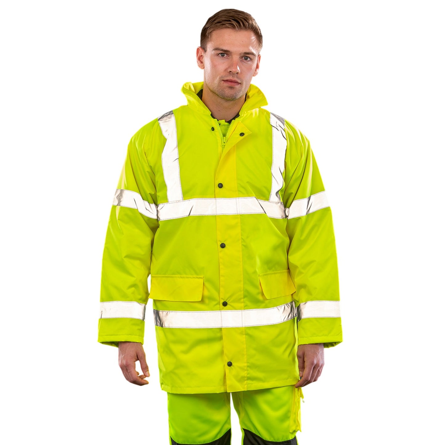 Fluorescent Yellow - Side - Result Core Unisex Adult Motorway Hi-Vis Coat