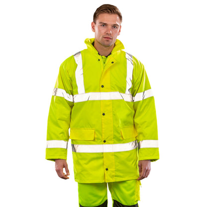 Fluorescent Yellow - Side - Result Core Unisex Adult Motorway Hi-Vis Coat