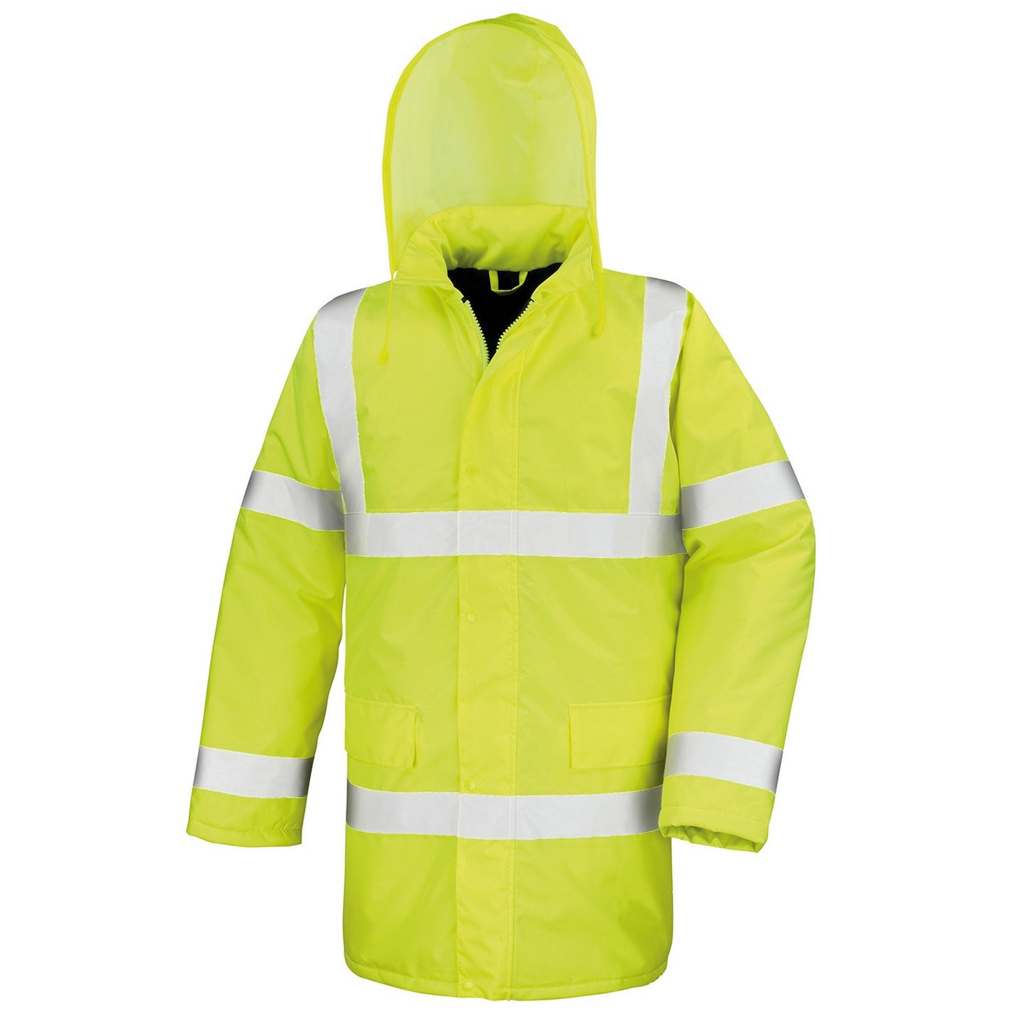 Fluorescent Yellow - Front - Result Core Unisex Adult Motorway Hi-Vis Coat